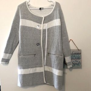 Light grey cardigan. Very warm. Size Large